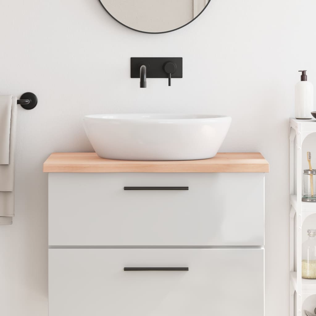Bathroom Countertop 80x60x4 cm Untreated Solid Wood - Decor Base