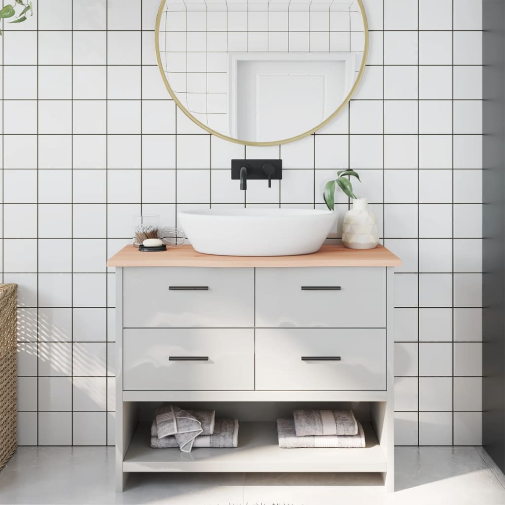 Bathroom Countertop 100x30x2 cm Untreated Solid Wood - Unbeatable Bargains