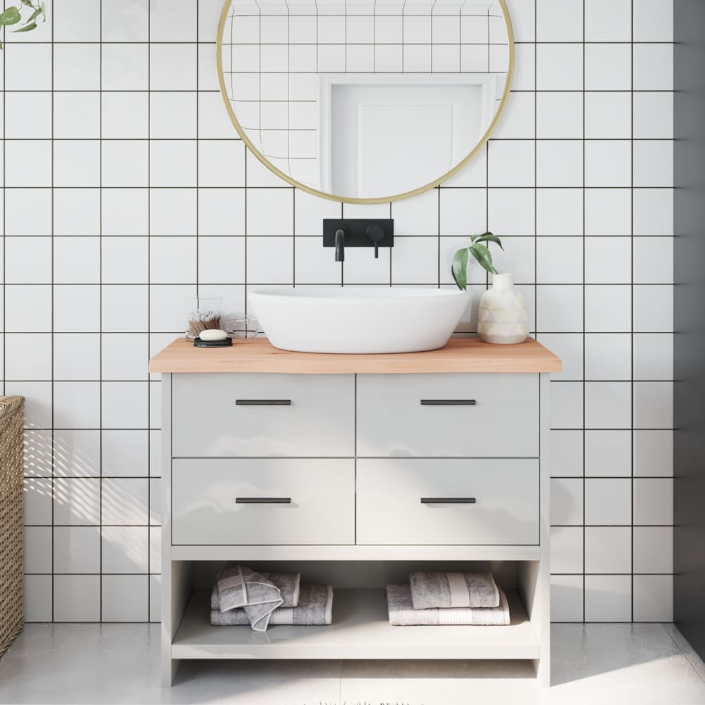Bathroom Countertop 100x30x(2-4) cm Untreated Solid Wood - Unbeatable Bargains