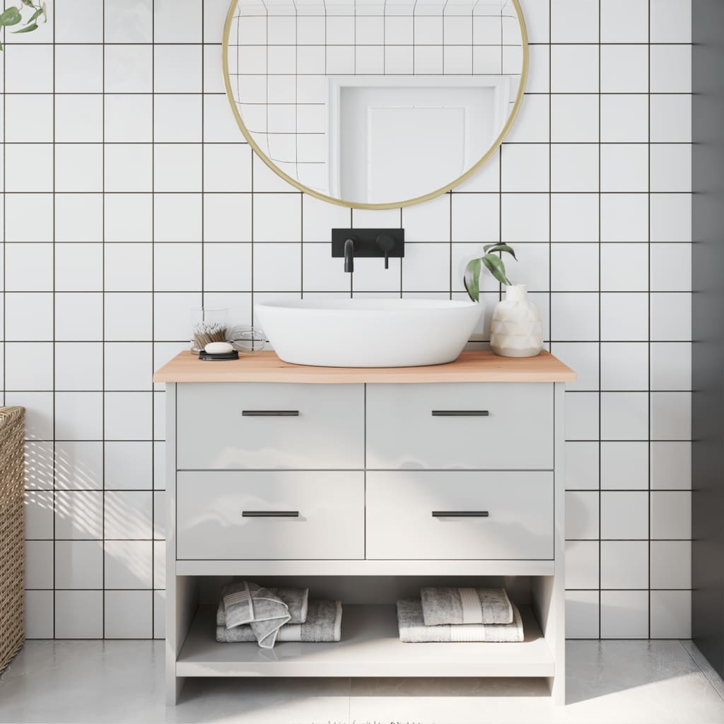 Bathroom Countertop 100x40x2 cm Untreated Solid Wood - Unbeatable Bargains