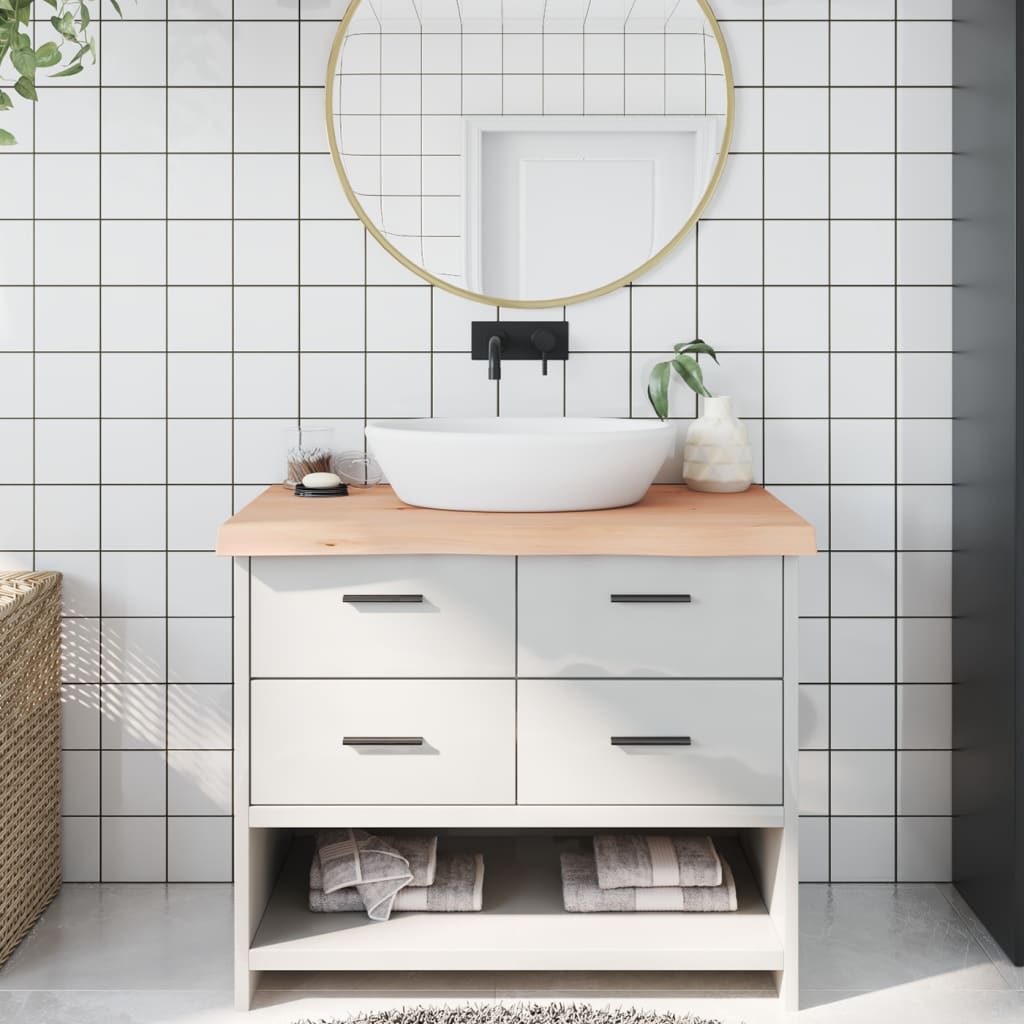 Bathroom Countertop 100x50x(2-6) cm Untreated Solid Wood - R and M Furniture
