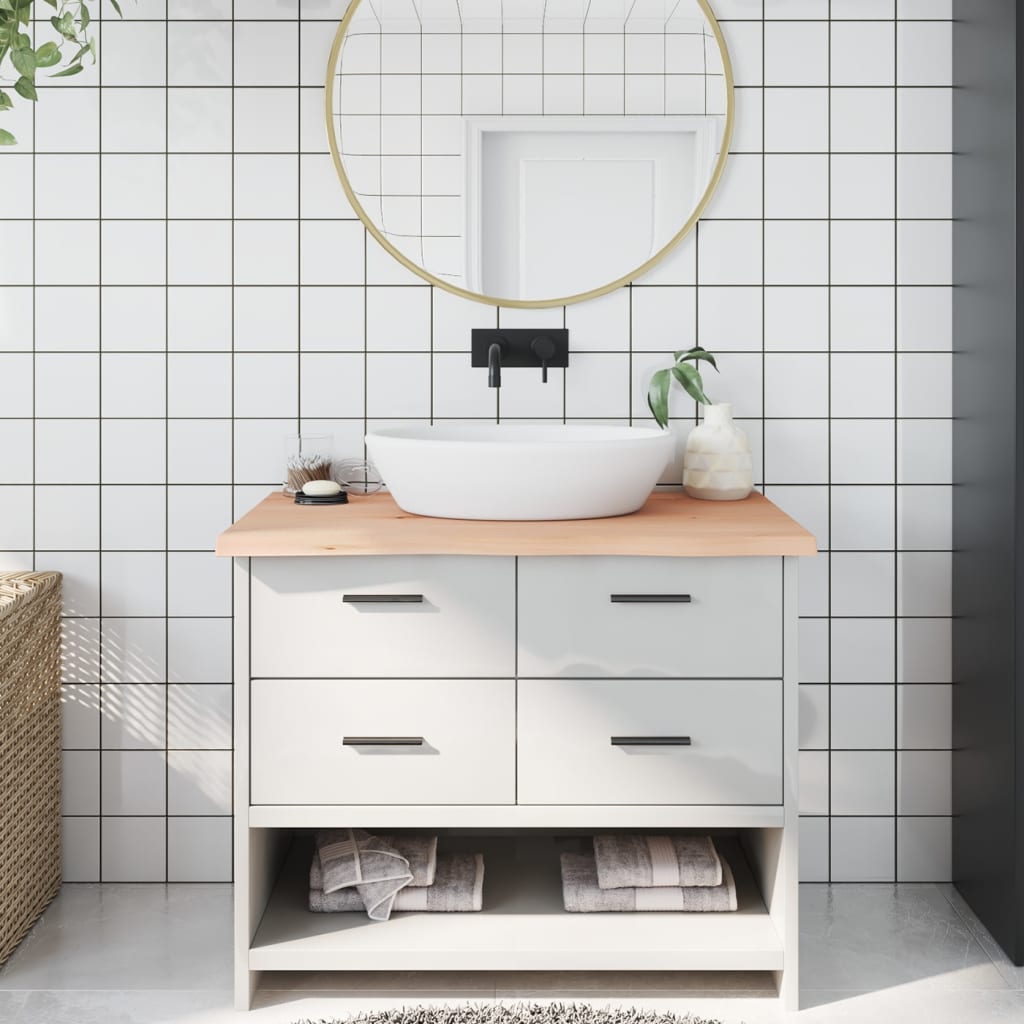 Bathroom Countertop 100x60x(2-4) cm Untreated Solid Wood - Merkel Designers