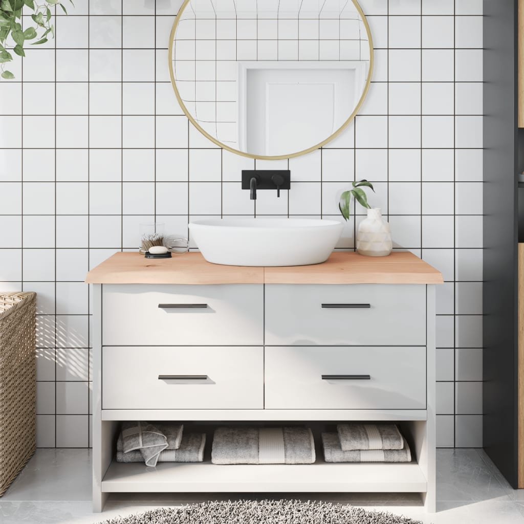 Bathroom Countertop 120x60x(2-4) cm Untreated Solid Wood - Merkel Designers