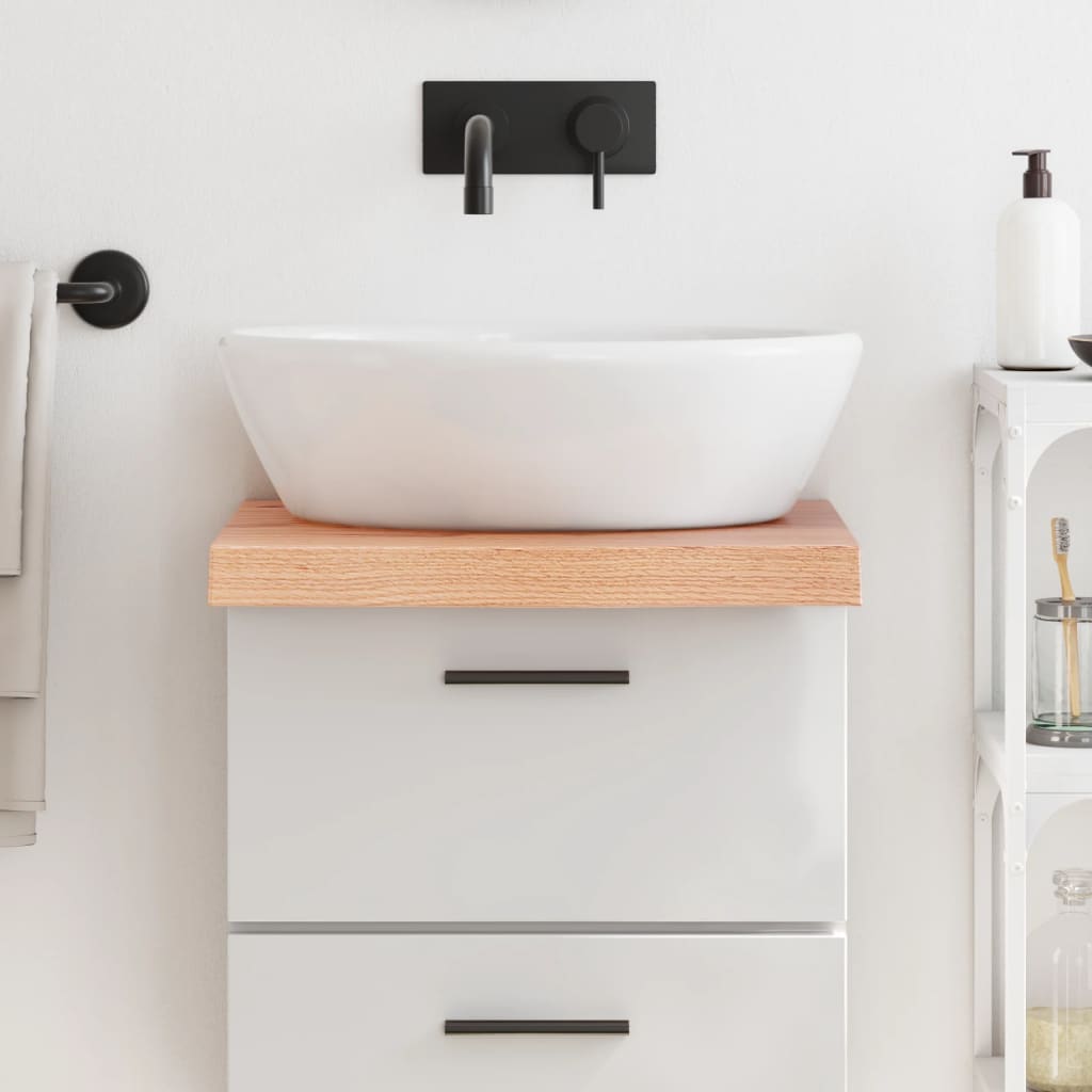 Bathroom Countertop Light Brown 40x60x2-6cm Treated Solid Wood - Merlin Deals