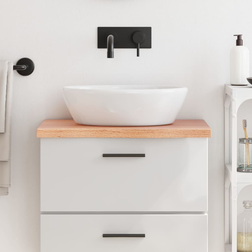 Bathroom Countertop Light Brown 60x30x2-4cm Treated Solid Wood - Unbeatable Bargains