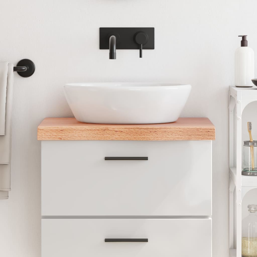 Bathroom Countertop Light Brown 60x30x2-6cm Treated Solid Wood - The Home Maker