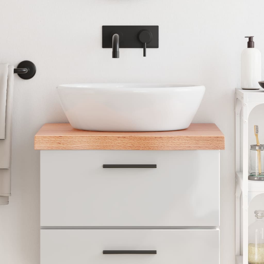 Bathroom Countertop Light Brown 60x50x2-6cm Treated Solid Wood - Unbeatable Bargains