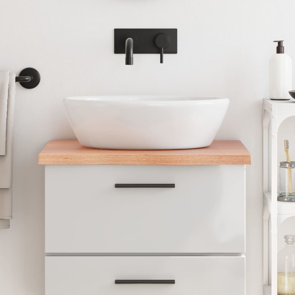 Bathroom Countertop Light Brown 60x60x4cm Treated Solid Wood - Direct Imports