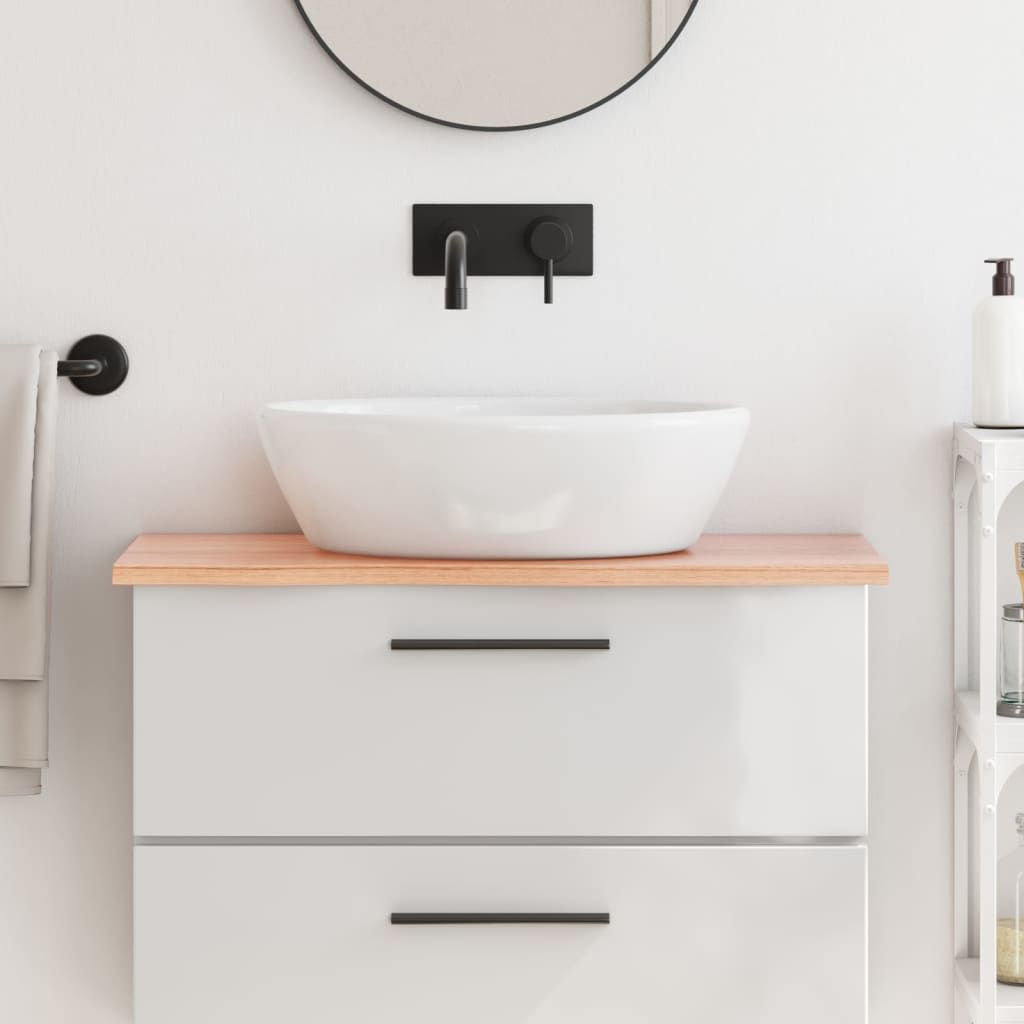 Bathroom Countertop Light Brown 80x30x2cm Treated Solid Wood - Millennium Furniture