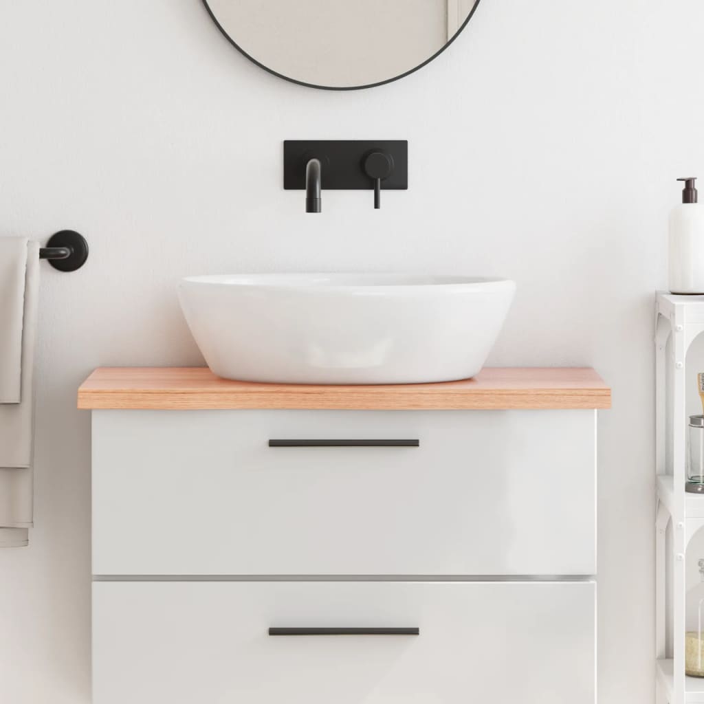 Bathroom Countertop Light Brown 80x30x2-4cm Treated Solid Wood - Sid & Sam