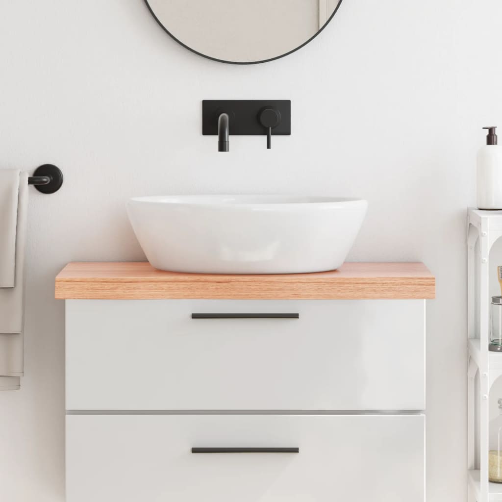Bathroom Countertop Light Brown 80x30x2-6cm Treated Solid Wood - Tyrell & Tyrell