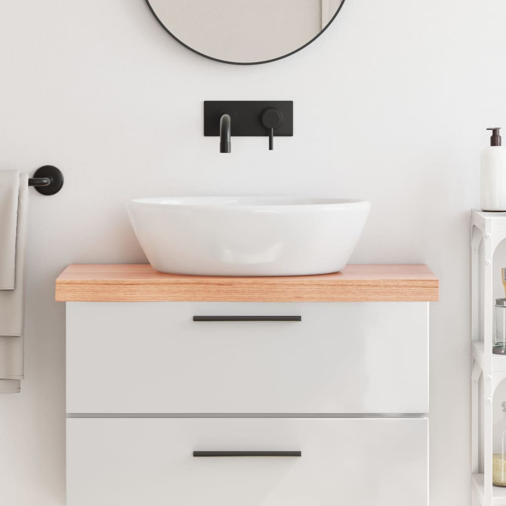 Bathroom Countertop Light Brown 80x40x6cm Treated Solid Wood - All Things Good