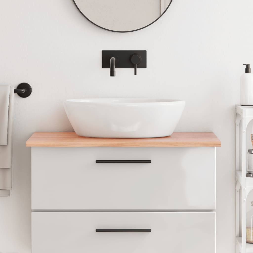 Bathroom Countertop Light Brown 80x50x2cm Treated Solid Wood - Sid & Sam