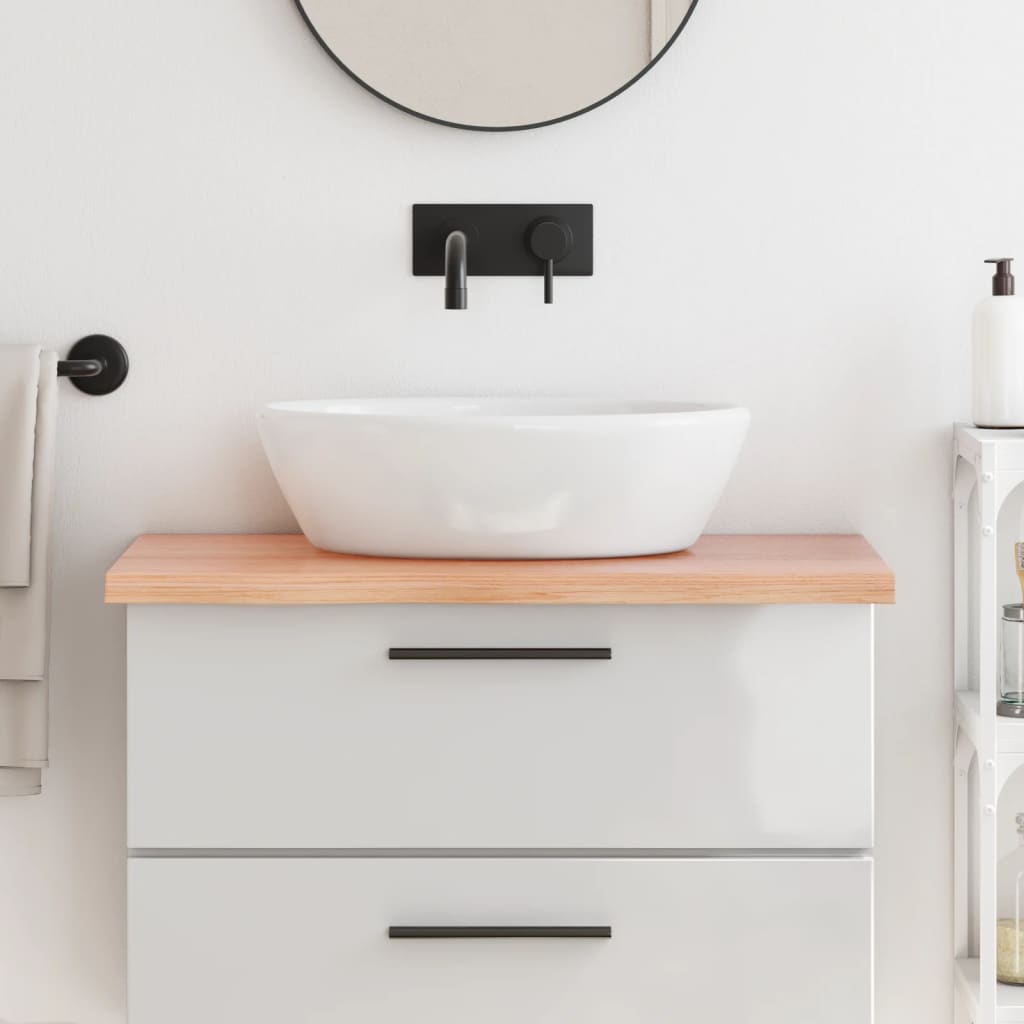 Bathroom Countertop Light Brown 80x50x2-4cm Treated Solid Wood - Tyrell & Tyrell