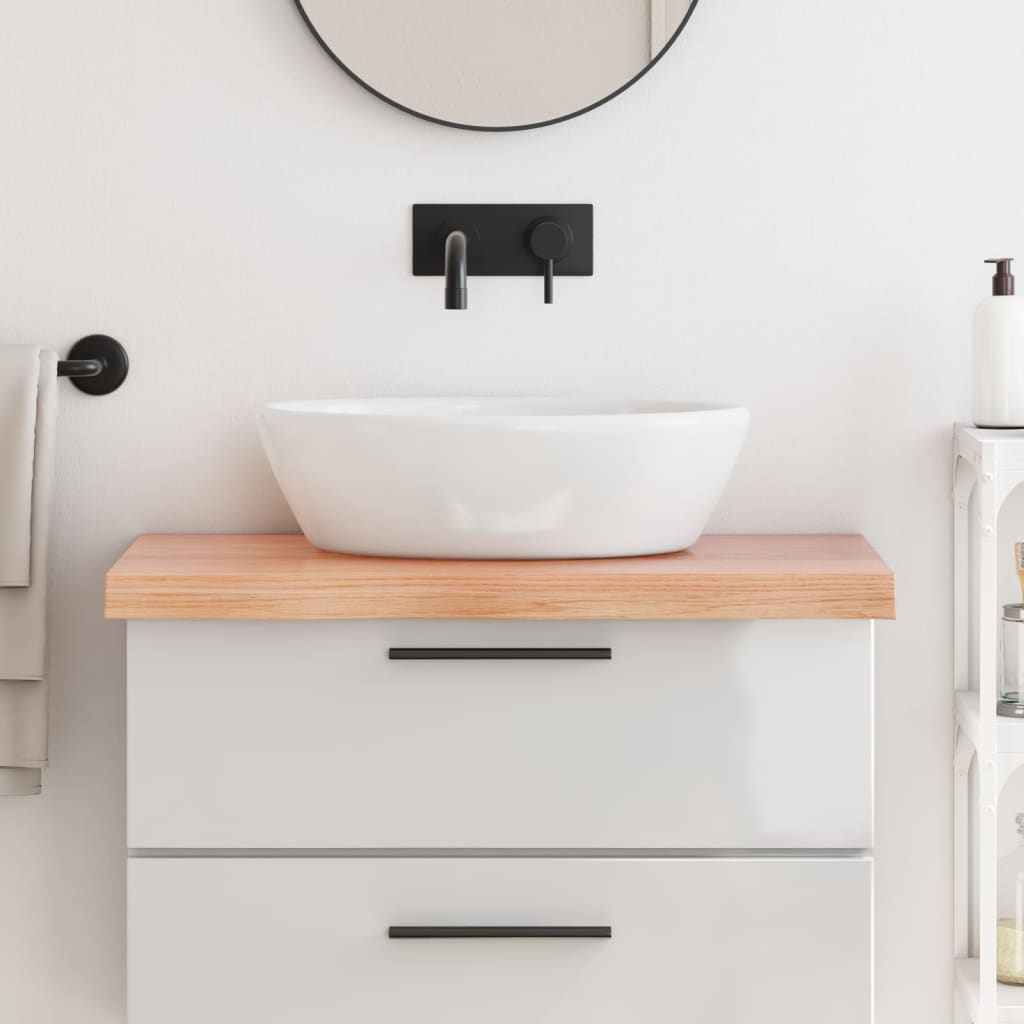 Bathroom Countertop Light Brown 80x50x2-6cm Treated Solid Wood - Merlin Deals