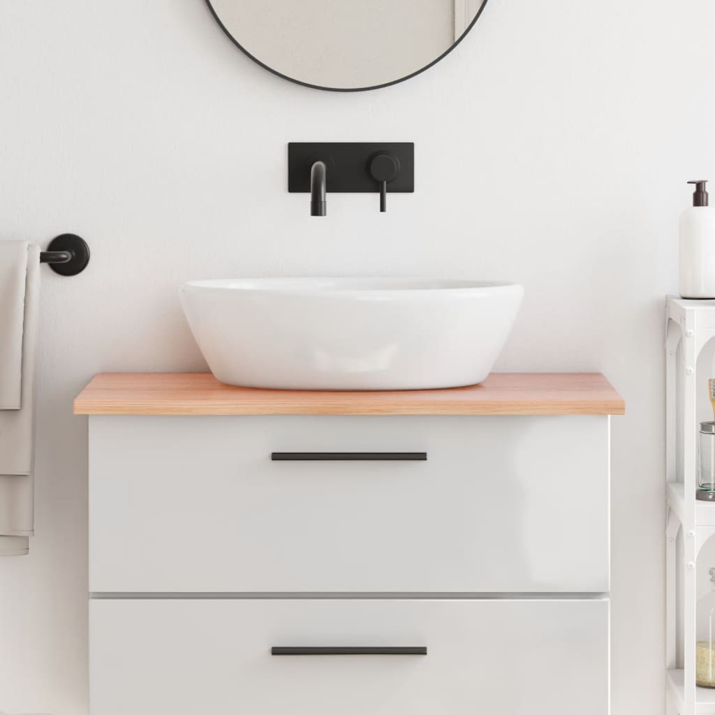 Bathroom Countertop Light Brown 80x60x2cm Treated Solid Wood - Decor Base