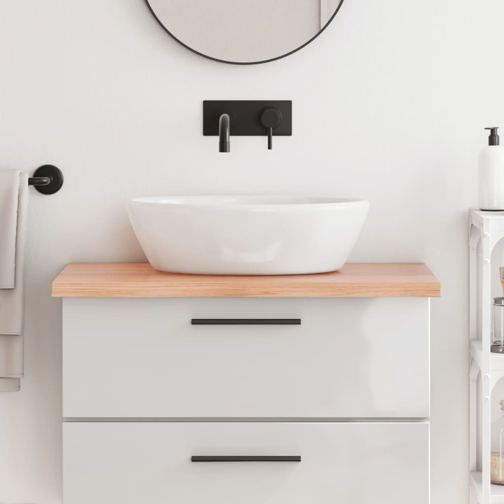 Bathroom Countertop Light Brown 80x60x2-4cm Treated Solid Wood - Merlin Deals