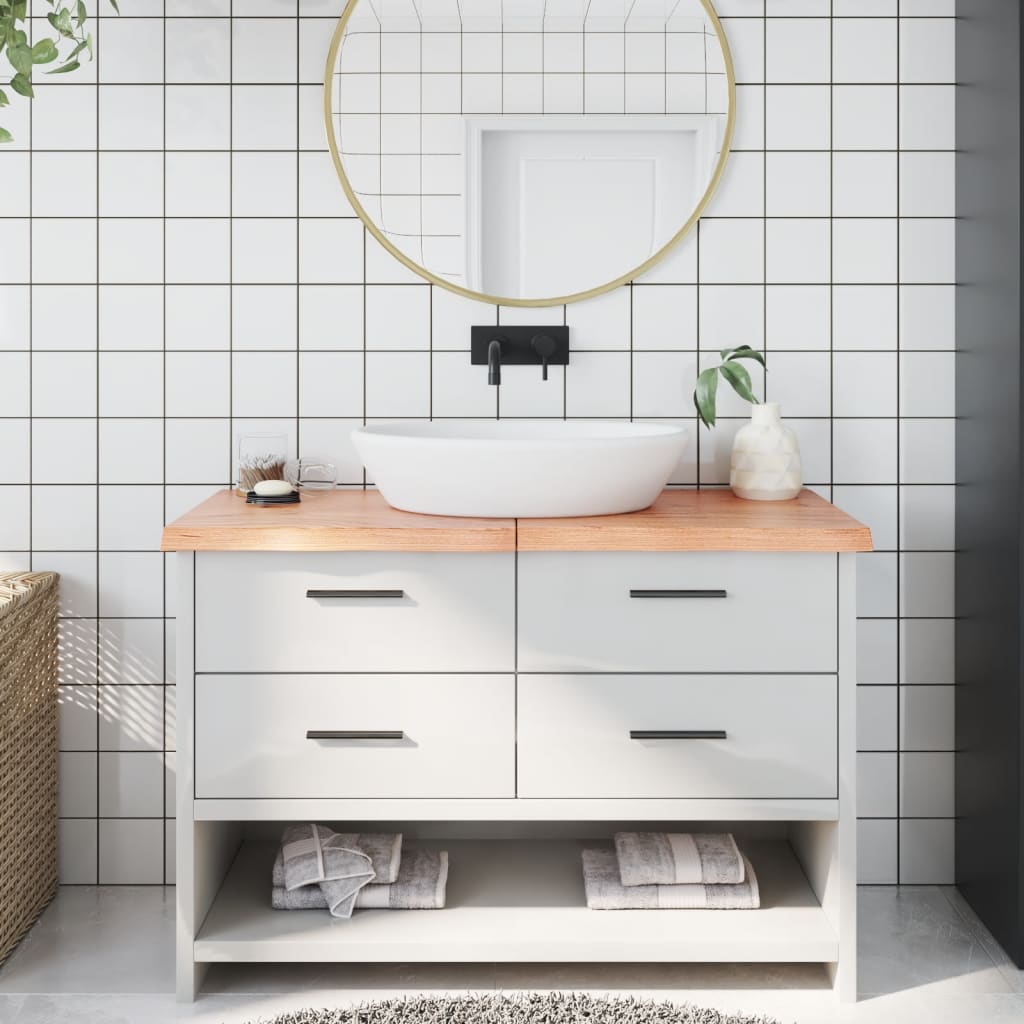 Bathroom Countertop Light Brown 120x60x2-4cm Treated Solid Wood - The Home Maker