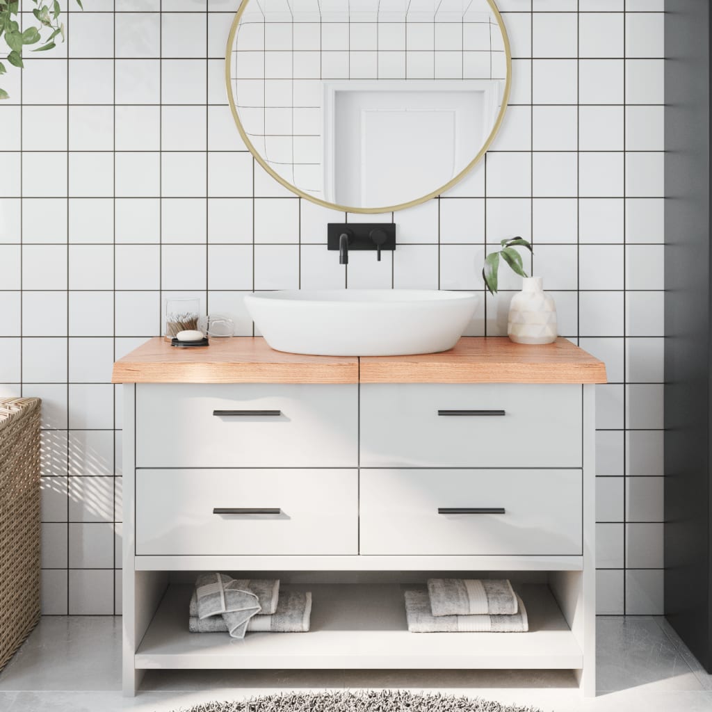 Bathroom Countertop Light Brown 120x60x6cm Treated Solid Wood - Style and Chic