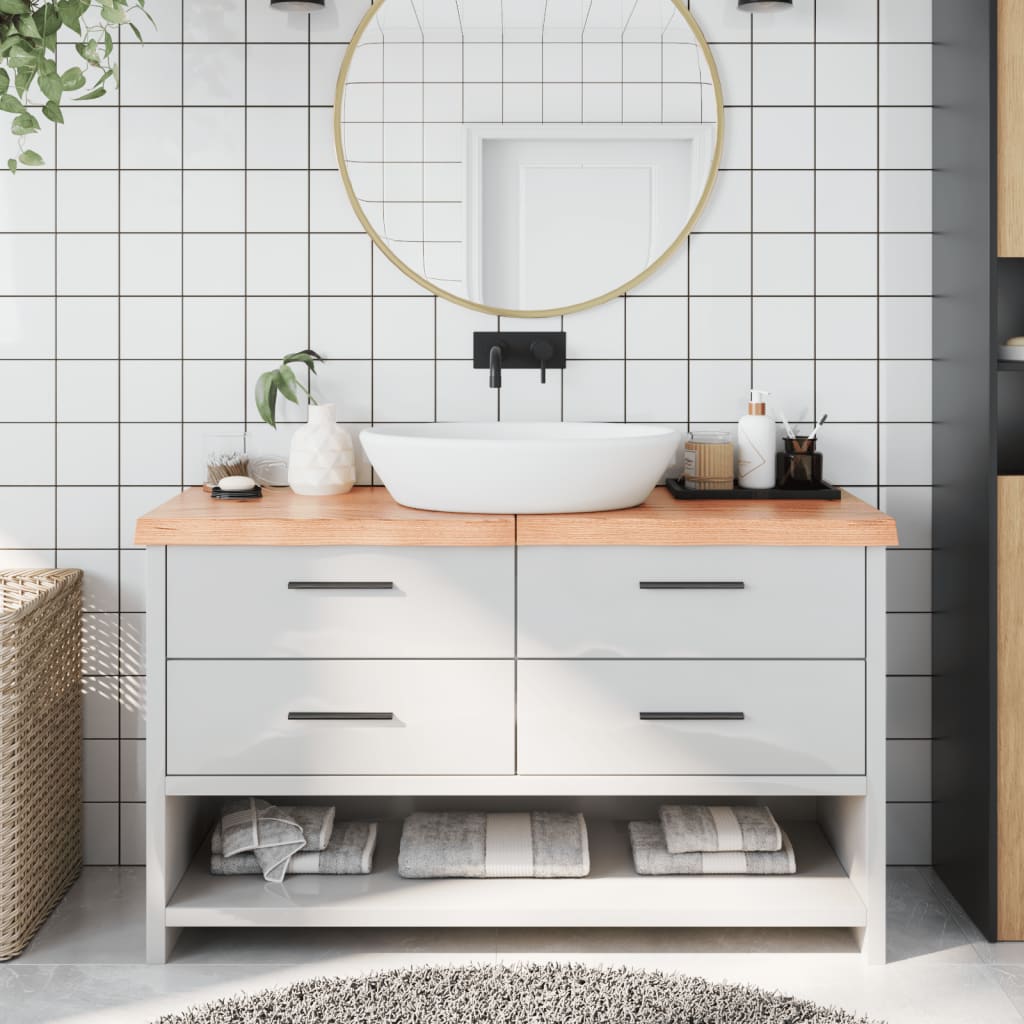 Bathroom Countertop Light Brown 140x50x6cm Treated Solid Wood - Sid & Sam