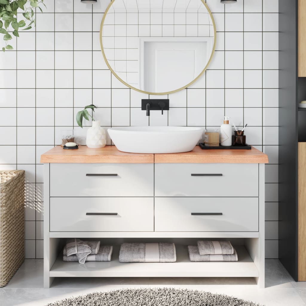 Bathroom Countertop Light Brown 140x60x6cm Treated Solid Wood - Style and Chic