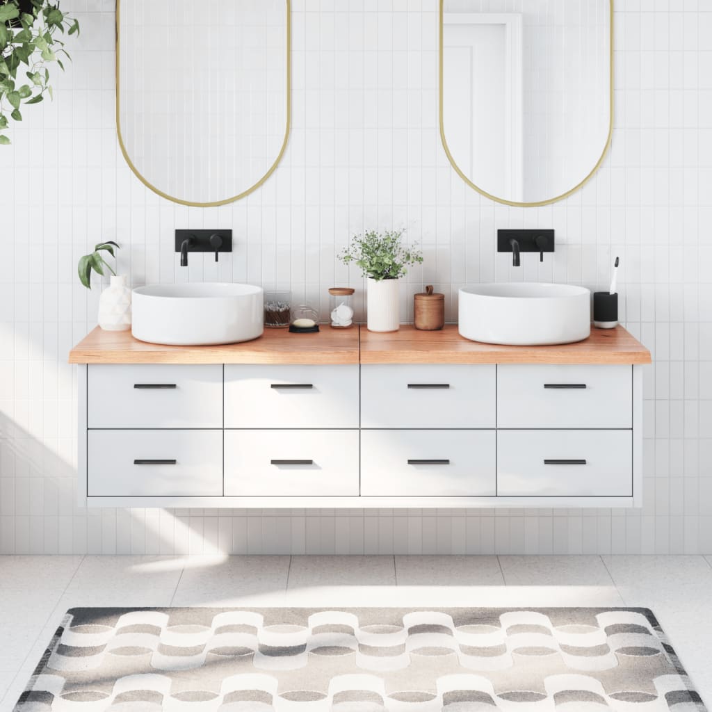 Bathroom Countertop Light Brown 180x50x2-4cm Treated Solid Wood - Style and Chic