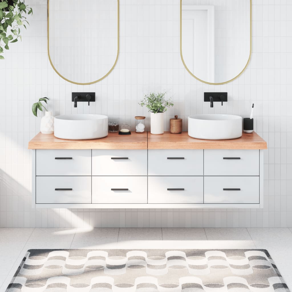 Bathroom Countertop Light Brown 180x50x6cm Treated Solid Wood - All Things Good