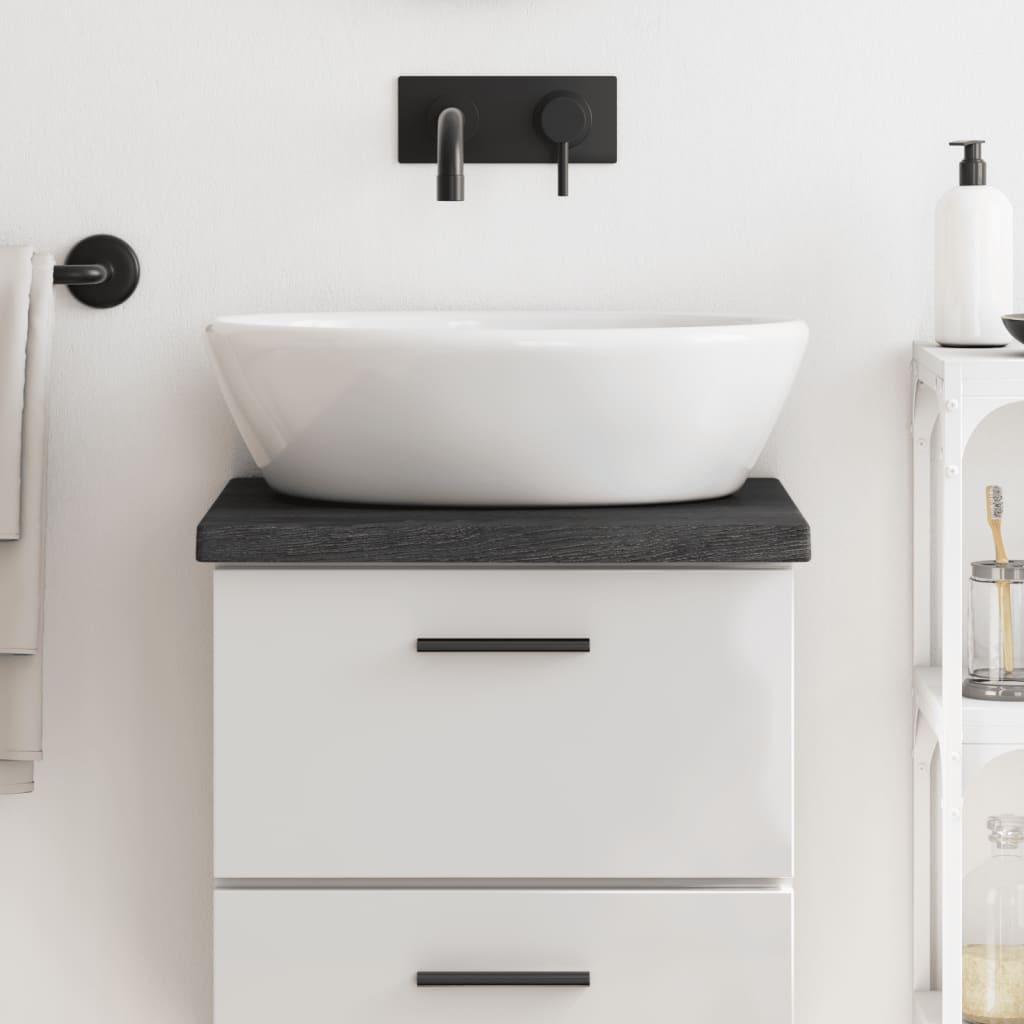 Bathroom Countertop Dark Grey 40x30x4cm Treated Solid Wood - Casper Homes
