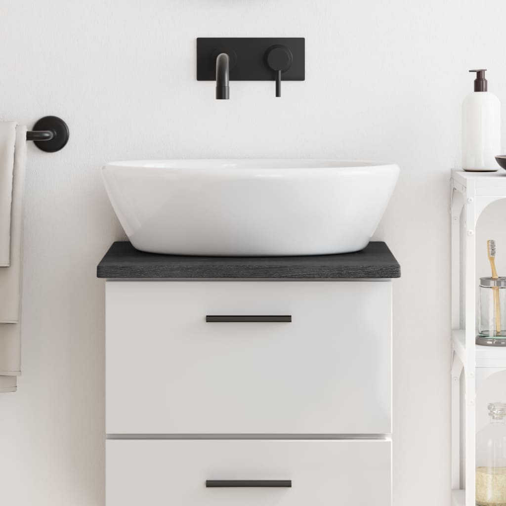 Bathroom Countertop Dark Grey 40x40x2cm Treated Solid Wood - Brittle & Co