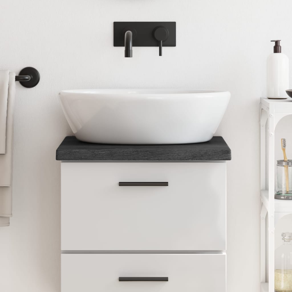 Bathroom Countertop Dark Brown 40x40x2-4cm Treated Solid Wood - Merlin Deals