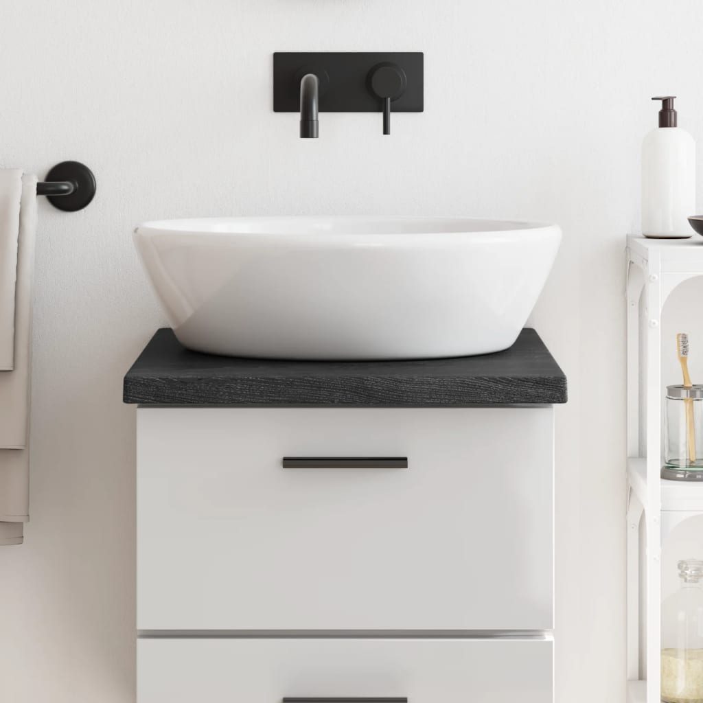 Bathroom Countertop Dark Grey 40x60x4cm Treated Solid Wood - Brittle & Co