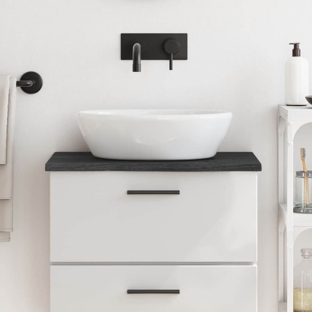 Bathroom Countertop Dark Grey 60x40x2cm Treated Solid Wood - Casper Homes