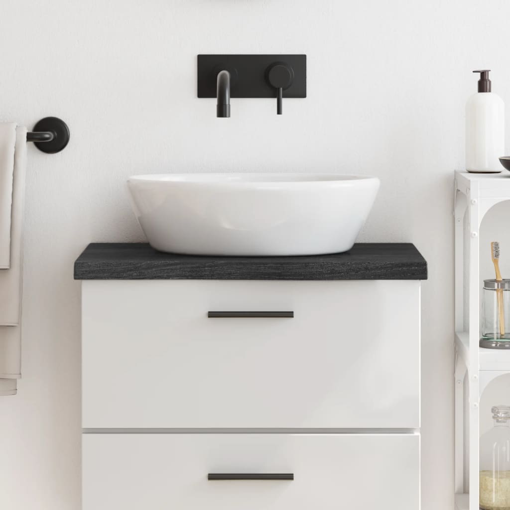 Bathroom Countertop Dark Grey 60x40x4cm Treated Solid Wood - Direct Imports