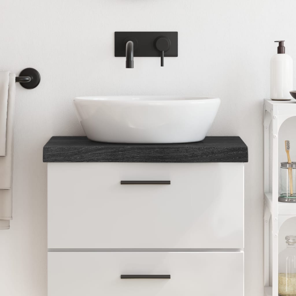 Bathroom Countertop Dark Grey 60x40x6cm Treated Solid Wood - Casper Homes
