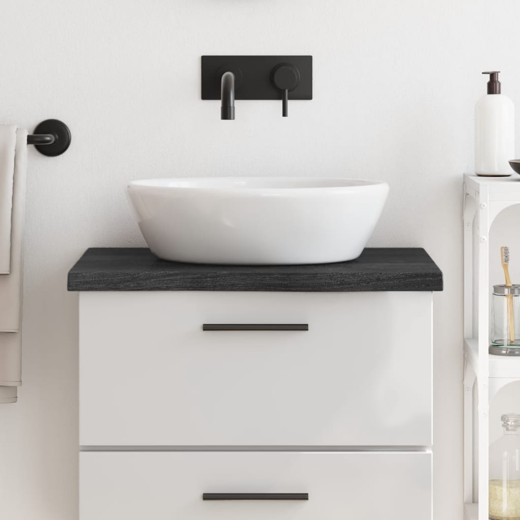 Bathroom Countertop Dark Grey 60x60x4cm Treated Solid Wood - Brittle & Co