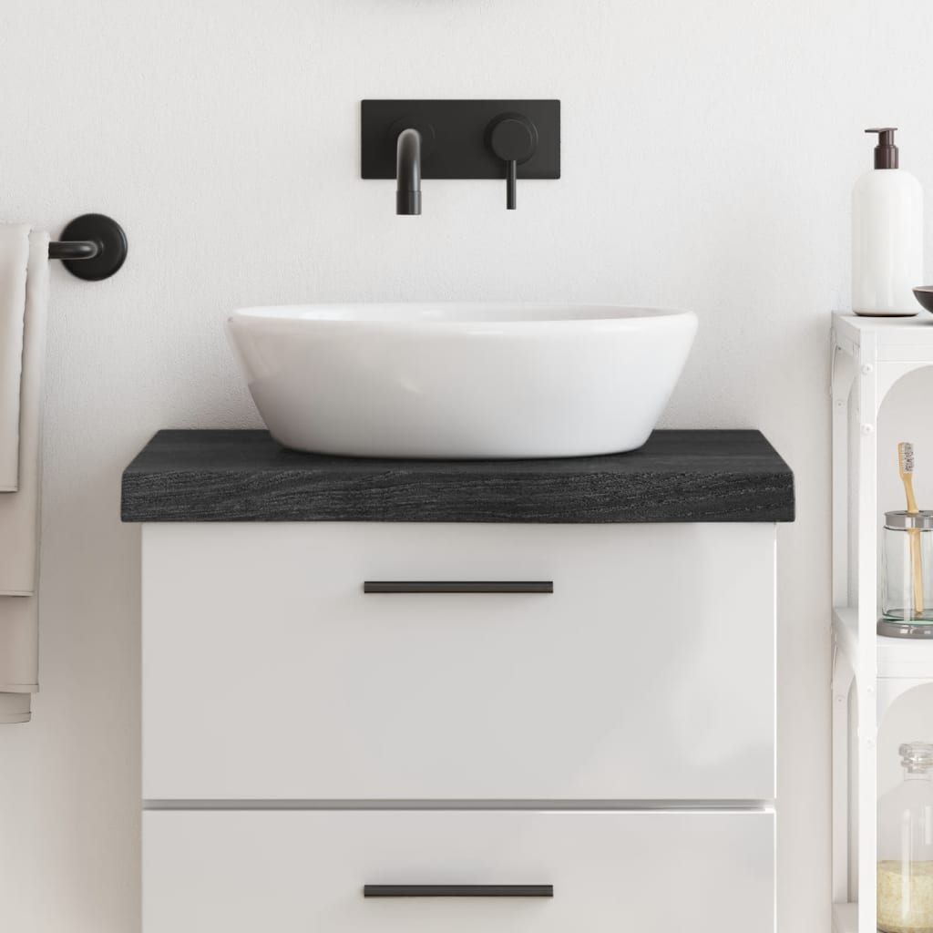 Bathroom Countertop Dark Grey 60x60x6cm Treated Solid Wood - Direct Imports