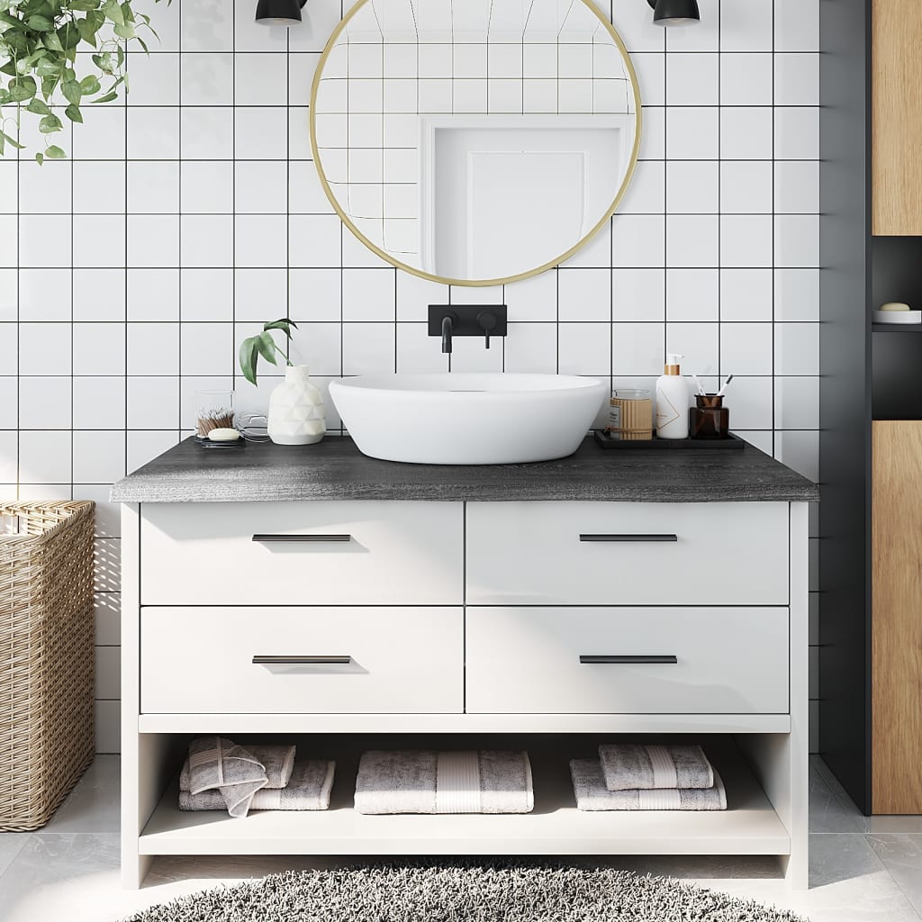 Bathroom Countertop Dark Grey 100x50x4cm Treated Solid Wood - Style and Chic