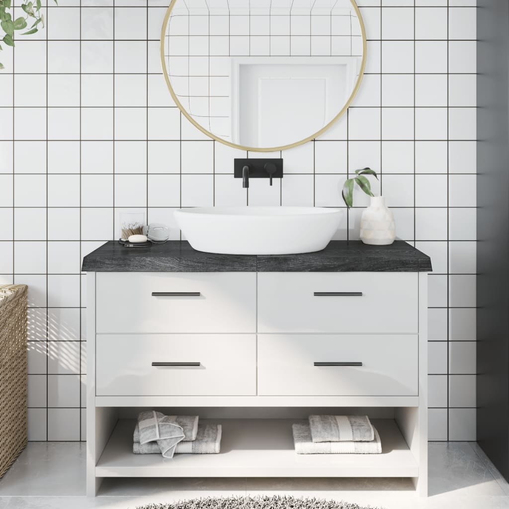 Bathroom Countertop Dark Brown 120x40x2-6cm Treated Solid Wood - Millennium Furniture