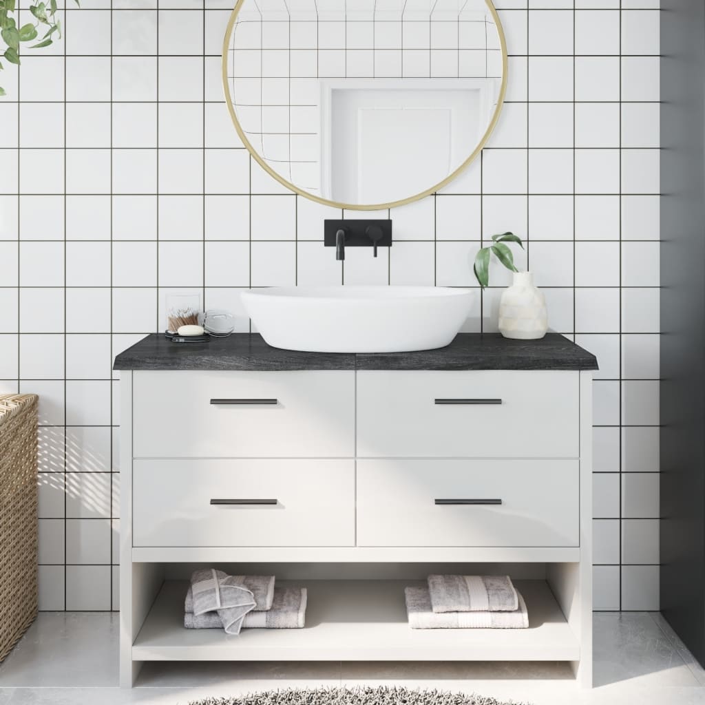 Bathroom Countertop Dark Grey 120x50x4cm Treated Solid Wood - Sid & Sam