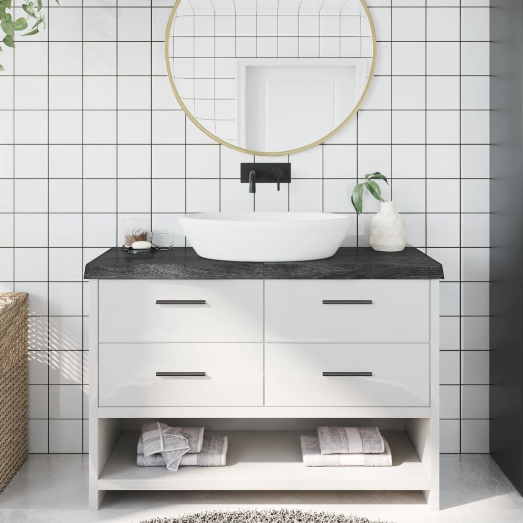 Bathroom Countertop Dark Brown 120x60x2-6cm Treated Solid Wood - Style and Chic
