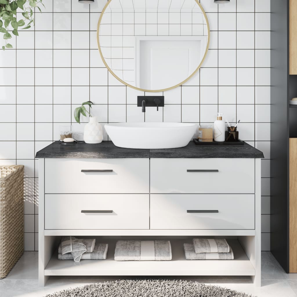 Bathroom Countertop Dark Brown 140x60x2-4cm Treated Solid Wood - Tyrell & Tyrell