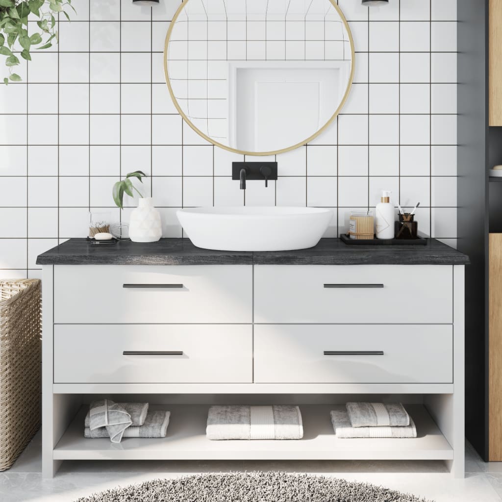 Bathroom Countertop Dark Grey 160x60x4cm Treated Solid Wood - Millennium Furniture