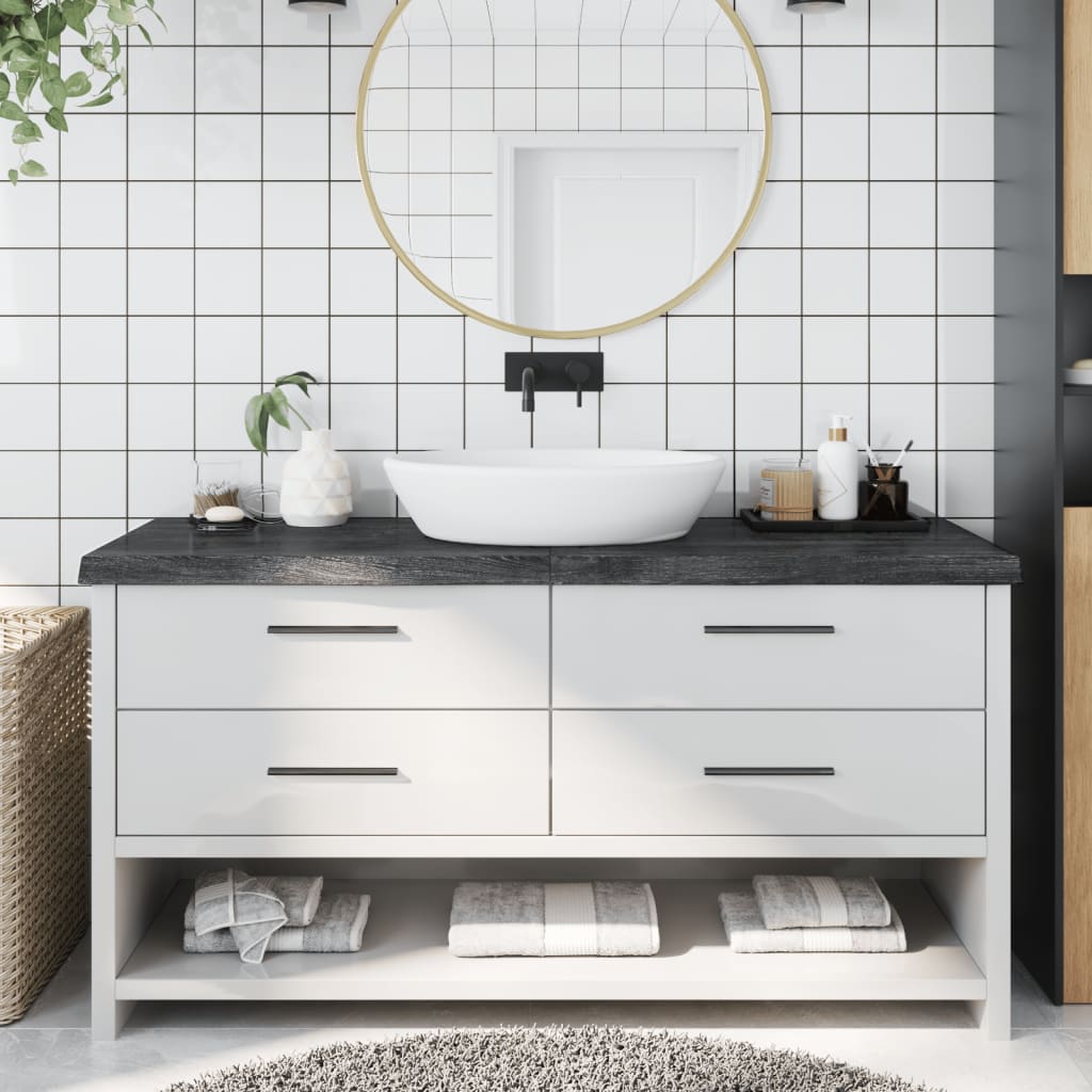 Bathroom Countertop Dark Grey 160x60x6cm Treated Solid Wood - Style and Chic