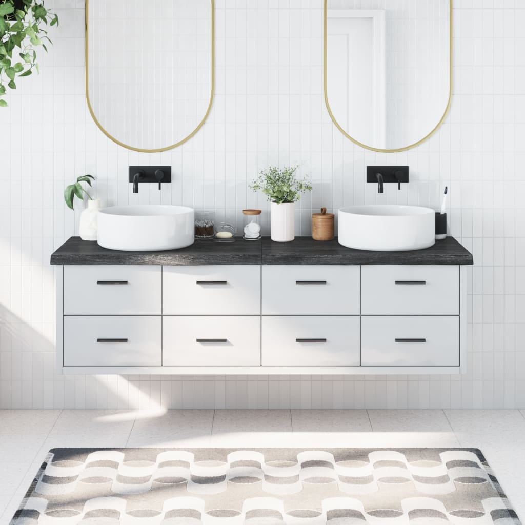 Bathroom Countertop Dark Grey 180x50x6cm Treated Solid Wood - All Things Good