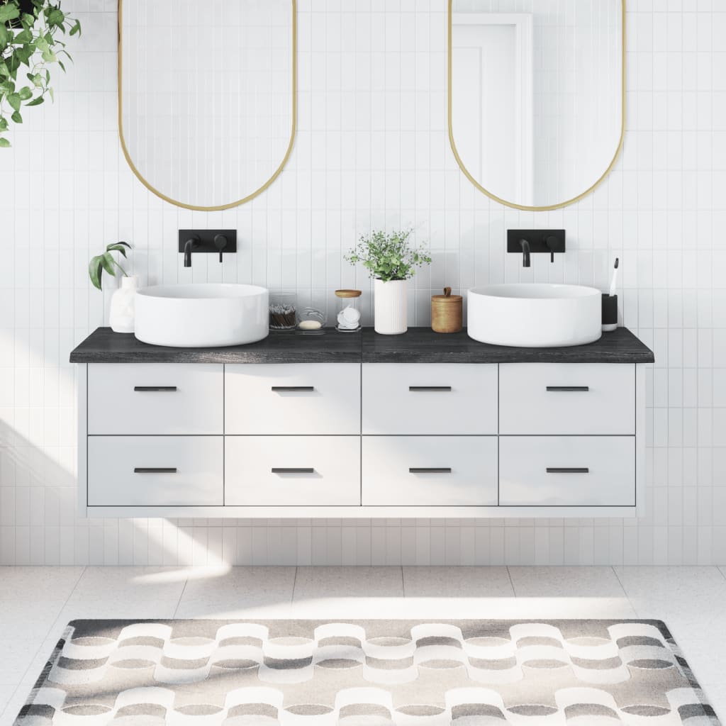 Bathroom Countertop Dark Grey 180x60x4cm Treated Solid Wood - Style and Chic