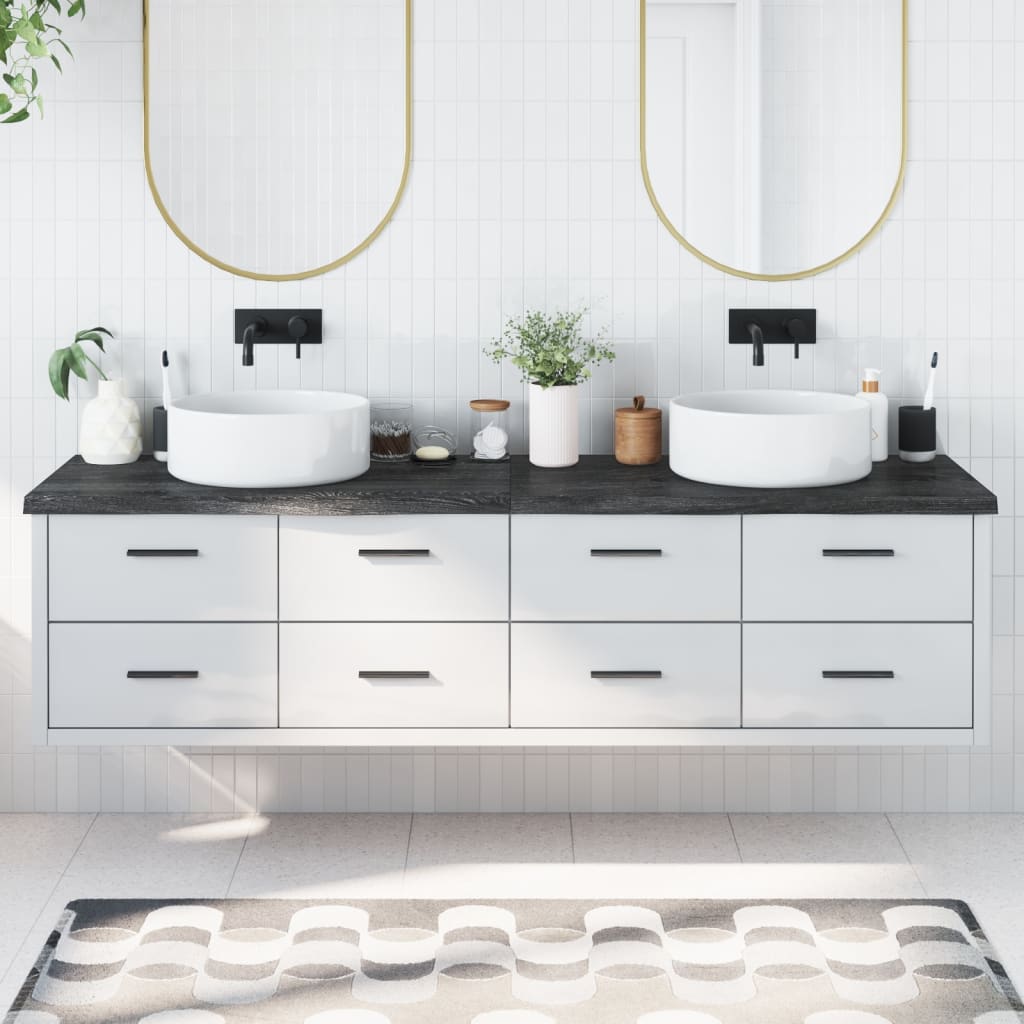 Bathroom Countertop Dark Grey 200x50x4cm Treated Solid Wood - All Things Good