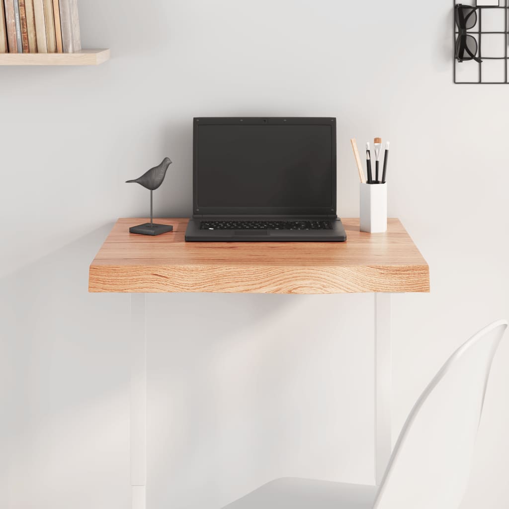 Table Top Light Brown 60x50x6 cm Treated Solid Wood Oak - Decor Base