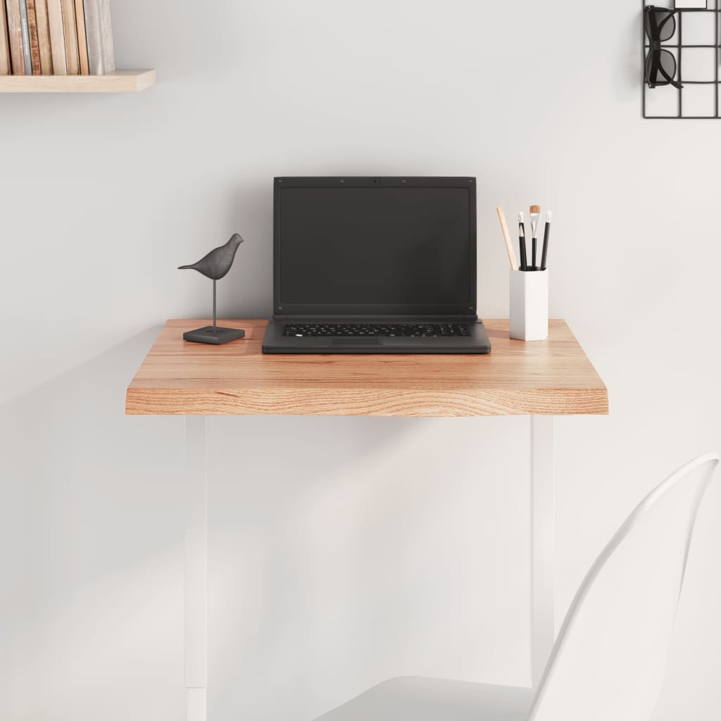 Table Top Light Brown 60x60x4 cm Treated Solid Wood Oak - Sid & Sam