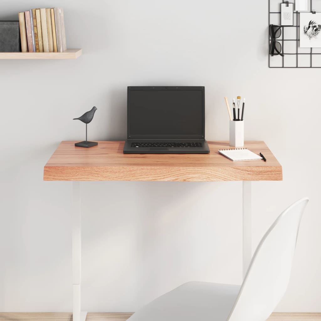 Table Top Light Brown 80x40x(2-6) cm Treated Solid Wood Oak - Merkel Designers