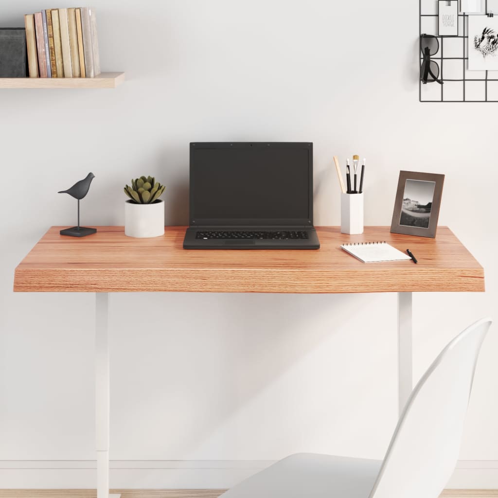 Table Top Light Brown 100x40x(2-6) cm Treated Solid Wood Oak - Style and Chic